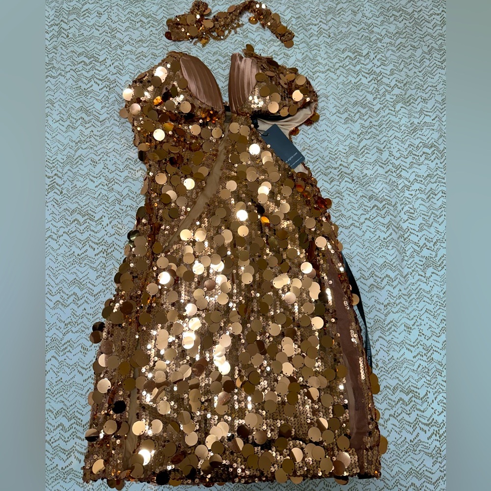 Champagne color sequin dress